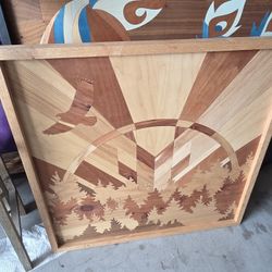 Eagle At Sunrise Wood Wall Hanging