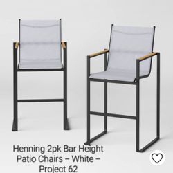 Brand New Henning 2pk Bar Height Patio Chair White Project 62