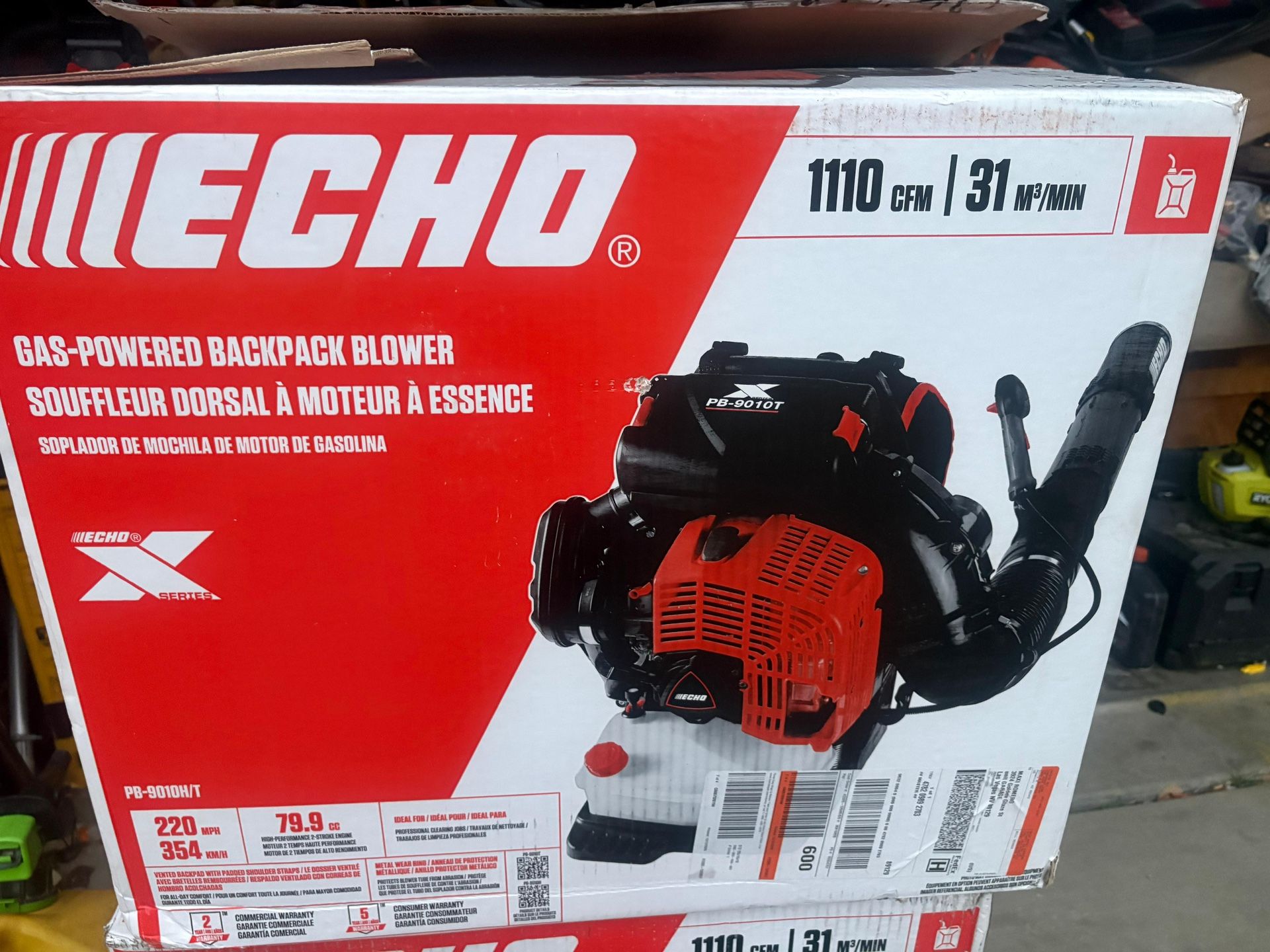 Echo PB 9010T 220 MPH 1110 CFM 79.9 cc Gas 2 Stroke X Series Backpack Blower with Tube Mounted Throttle