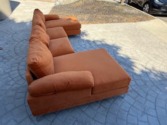 BURNT ORANGE VELVET COUCH