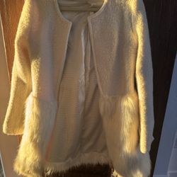Wild And Alive Heroes Cream Faux Fur Trimmed Women’s Coat