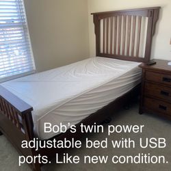 MAKE AN OFFER - Twin Power Adjustable Bed With Mattress And USB Ports