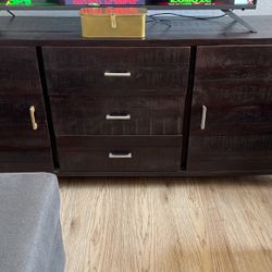 Solid Wood Console Cabinet / TV Stand with Metal Hardware
