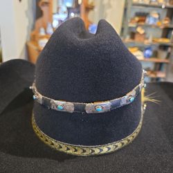 Vintage Navajo Turquoise and Sterling Silver Hat Band 