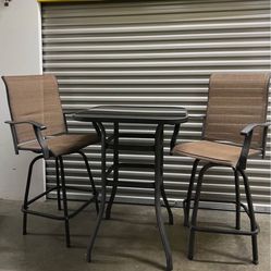 Vineego 3PCS Textilene Swivel Bar Sets, High Bistro Sets,2 Bar Stools and Bar Table