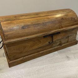 Antique Early 20th. Wooden Storage Dome Chest Box Original Hand Crafted Metal Hardware