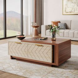 Home › Extendable Coffee Table, Center Table Cocktail Table With 2 Storage Drawers