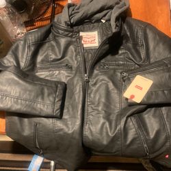 XL Men's Levi's® Faux-Leather Hooded Racer Jacket Brand New