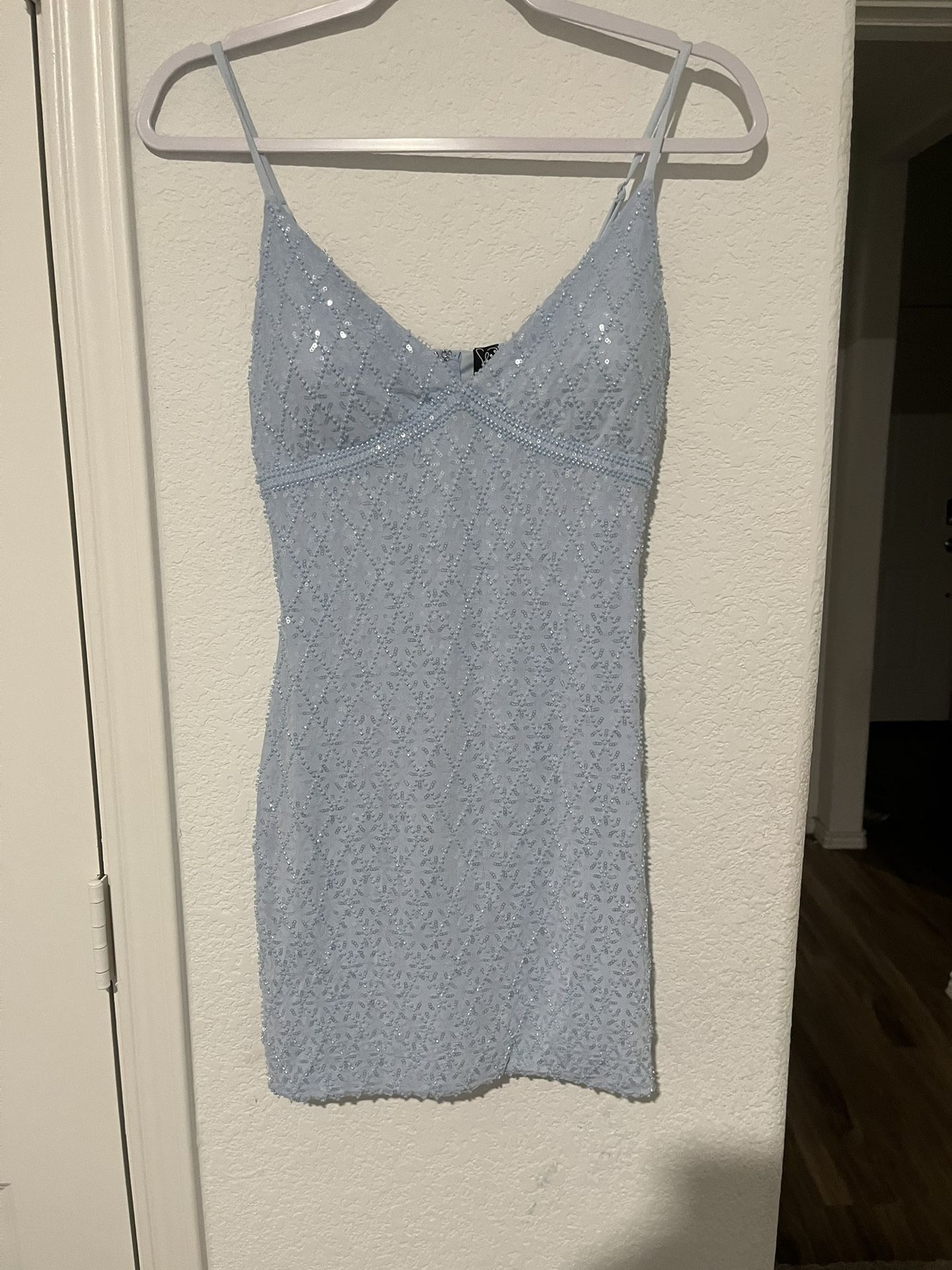 baby blue sequin dress