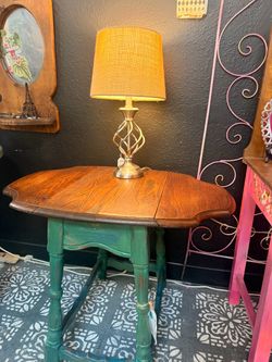 Vintage Solid Wood Drop Leaf End Table