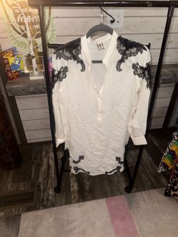 Haute Hippie White Blouse with Black Lace