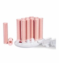 Calista Ion Hot Rollers 12 Travel Set 1 1/4in Pink/White Ceramic Indicator