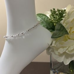 Clear, Crystal And Silver Beaded Handmade Anklet Sparkly, Clear Crystal, And Silver Beaded Anklet. Handmade With Faceted, Clear Crystals Andd Polished