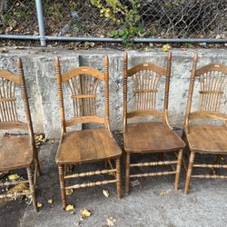 Used (4) Wood Chairs Asking For $55. Pick Up only Elizabeth Nj .