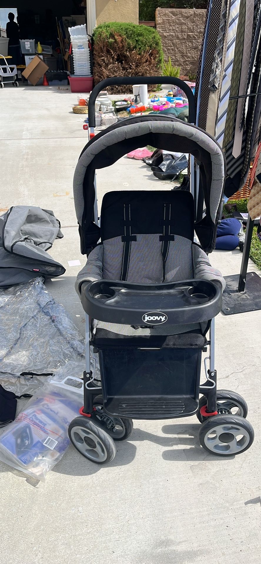 GUC Double Stroller Caboose Joovy Stroller With Accessories