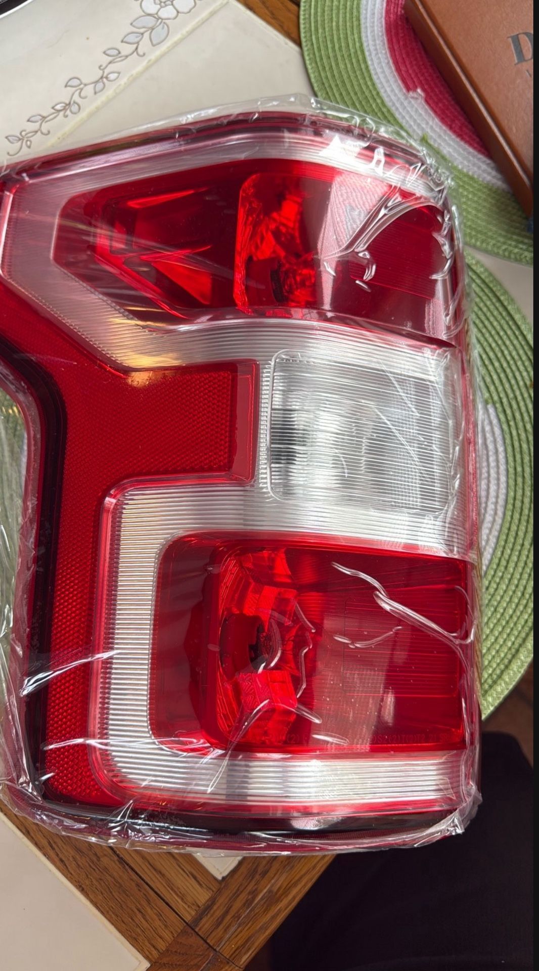 Halogen tail light chrome housing Red clear lens driver side  2018 to 2020 ford f 150 w/factory halogen tail lights 