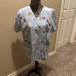 Scrub Top, Easter Print, Size M, $5