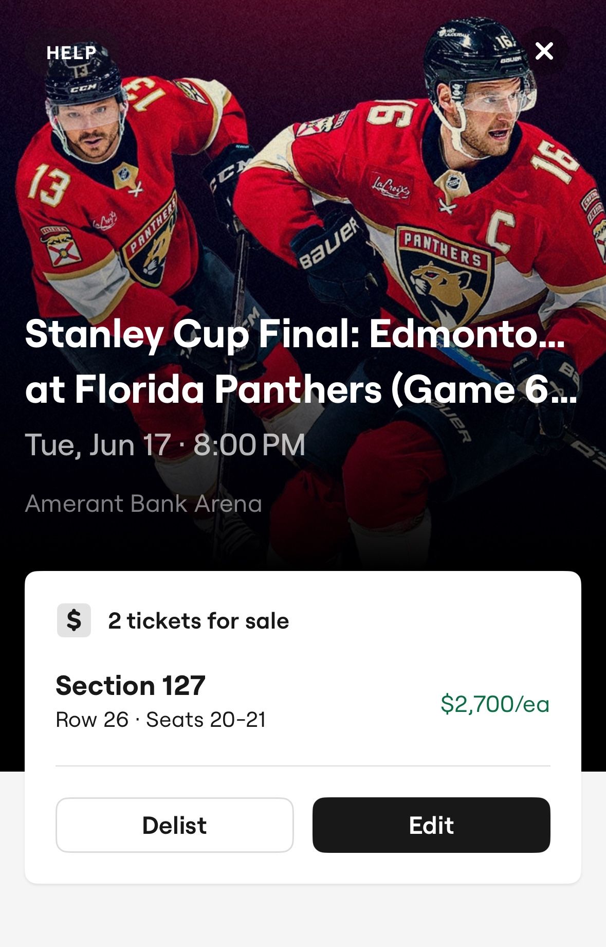 Stanley Cup Final: Game 6 - Single