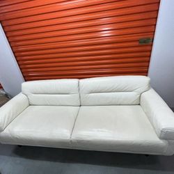 White Leather Sofa 