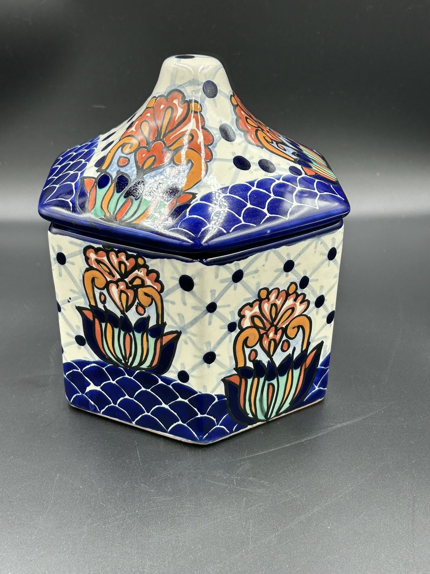 Mexican Pottery Lidded Canister Jar 6”