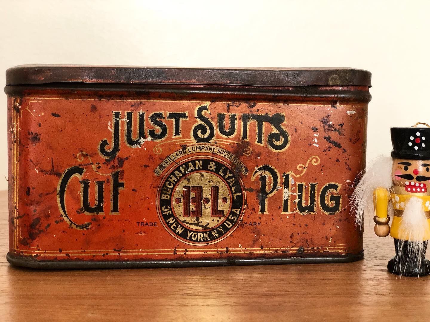 Antique Just Suits Cut Plug Tobacco Tin