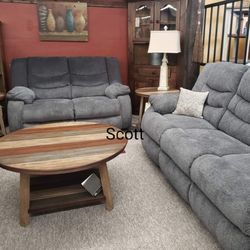 Tulen Gray Reclining Living Room Set Sofa And Loveseat 