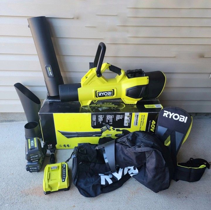 Ryobi RY404150 40V HP 600 CFM Leaf Blower/Mulcher/Vacuum W/(2)