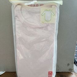 New uniqlo crewneck bodysuit baby pajama infant onesie long sleeve cotton shirt one piece  New sealed in bag  Pink color