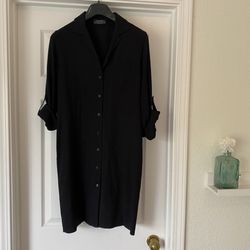 Lauren Ralph Lauren Black Shirt Dress Petite Medium