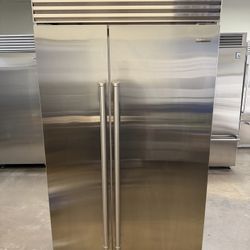 SUB ZERO 42”WIDE BUILT IN STAINLESS STEEL SIDE BY SIDE REFRIGERATOR 