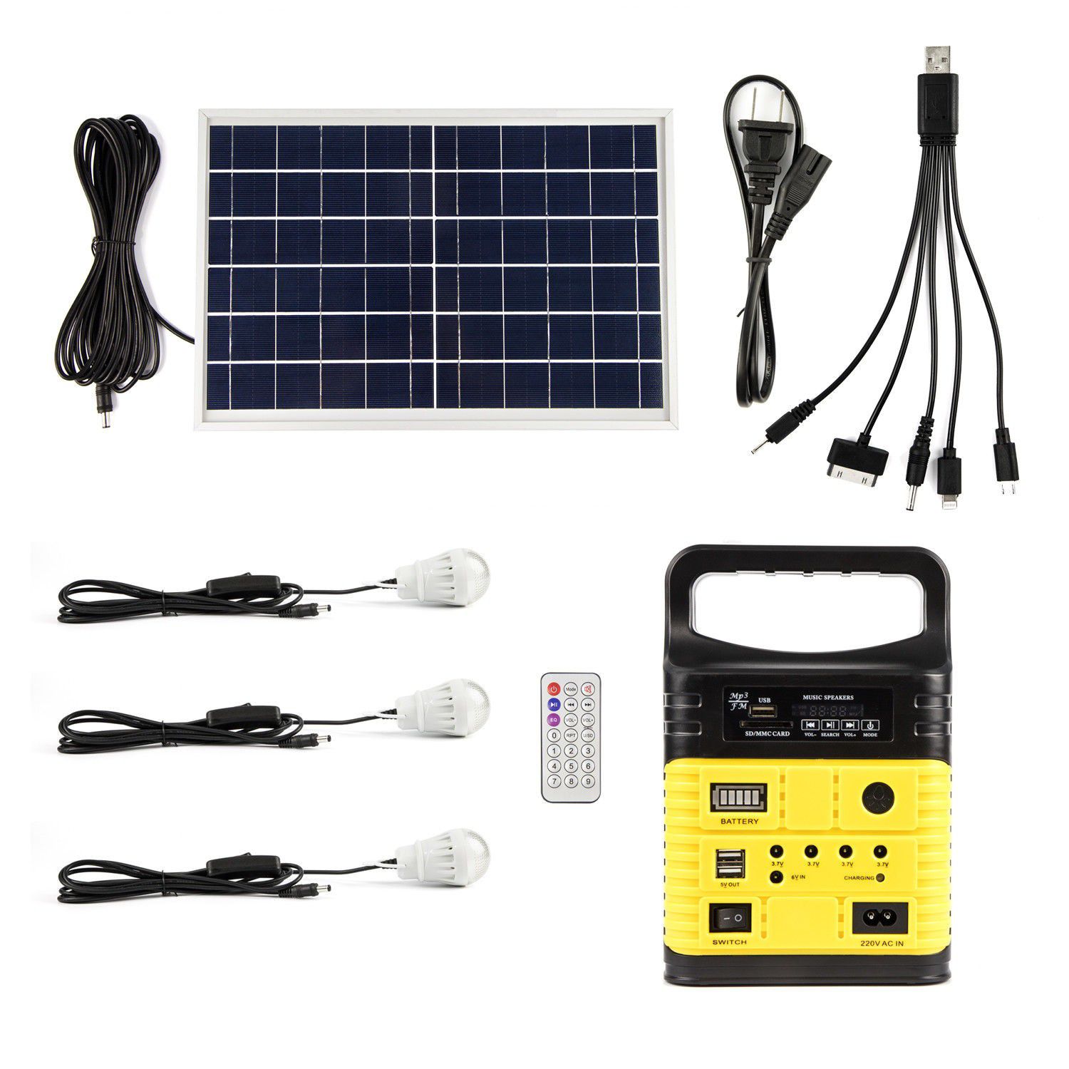 Solar generator lighting home system kit 12v 10W with solar panel and 3 USB lamps