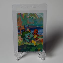 Pokémon Kanto Starters Art Card - 2021 25th Anniversary First Partner Pack Insert - Mint