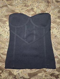 Zara Black Strapless Structured Knit Top
