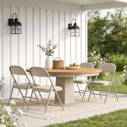 4 Pack Folding Chairs, Fabric Padded Folding Dining Chairs with Cushion Seat & Back, Indoor Outdoor Folding Chair Set for Home Office, Parties, Events
