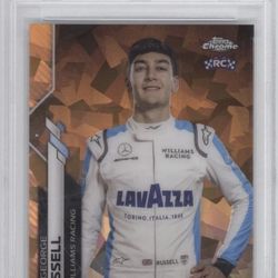 GEORGE RUSSELL PSA 8 2020 TOPPS CHROME F1 #200 ROOKIE SAPPHIRE ORANGE /25 RC