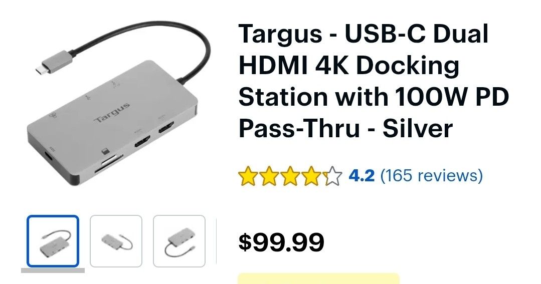 Targus USB-C SV HDMI/VGA DOCK w 100w, New ,Financing Available