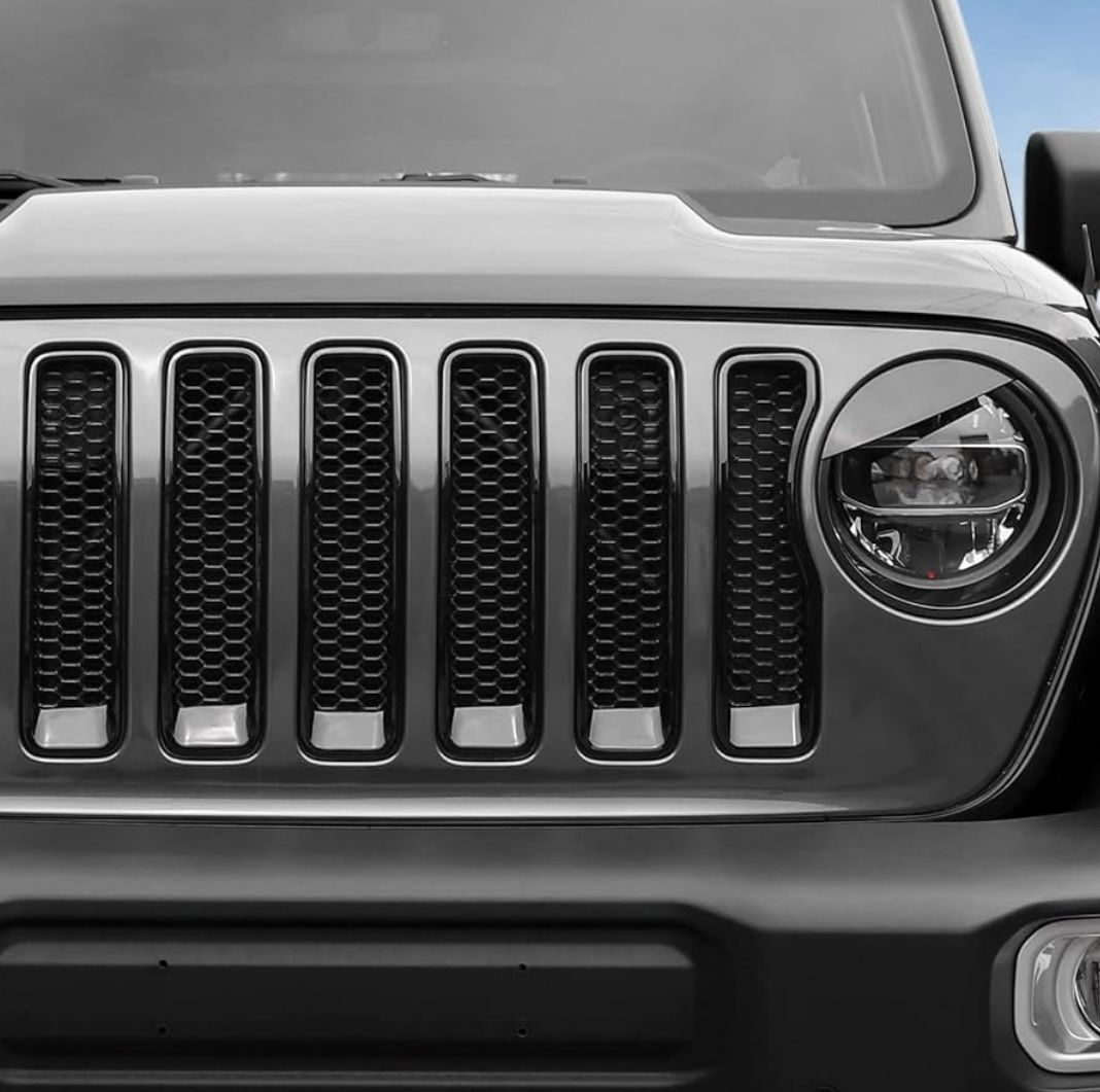 Front Grill Inserts Grille Inserts & Headlight Bezels Cover Trim For 2018-2023 Jeep Wrangler JL Sahara/Rubicon