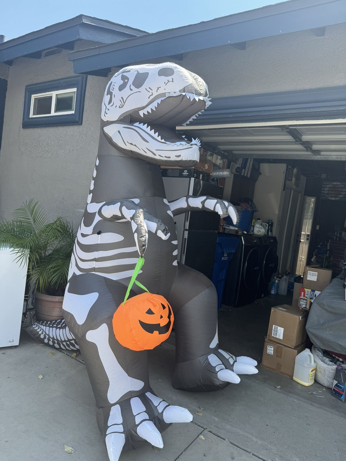 7.2 FT Halloween Inflatable Skeleton Dinosaur Outdoor Decorations Blow Up Yard Red Eye Skeleton Dinosaur with Built-in LEDs for Outdoor Garden Lawn Pa
