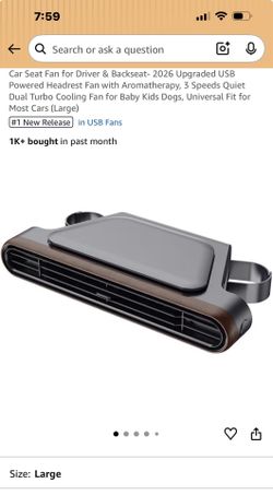 Car Seat Fan for Driver & Backseat- 2026 Upgraded USB Powered Headrest Fan with Aromatherapy