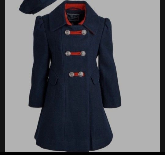 Rothschild Girls sz 6 Navy Blue Dress Coat Military