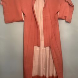NEW Salmon Kimono Handmade Authentic M/L Ombre Silk Lining, Long, Exquisite 