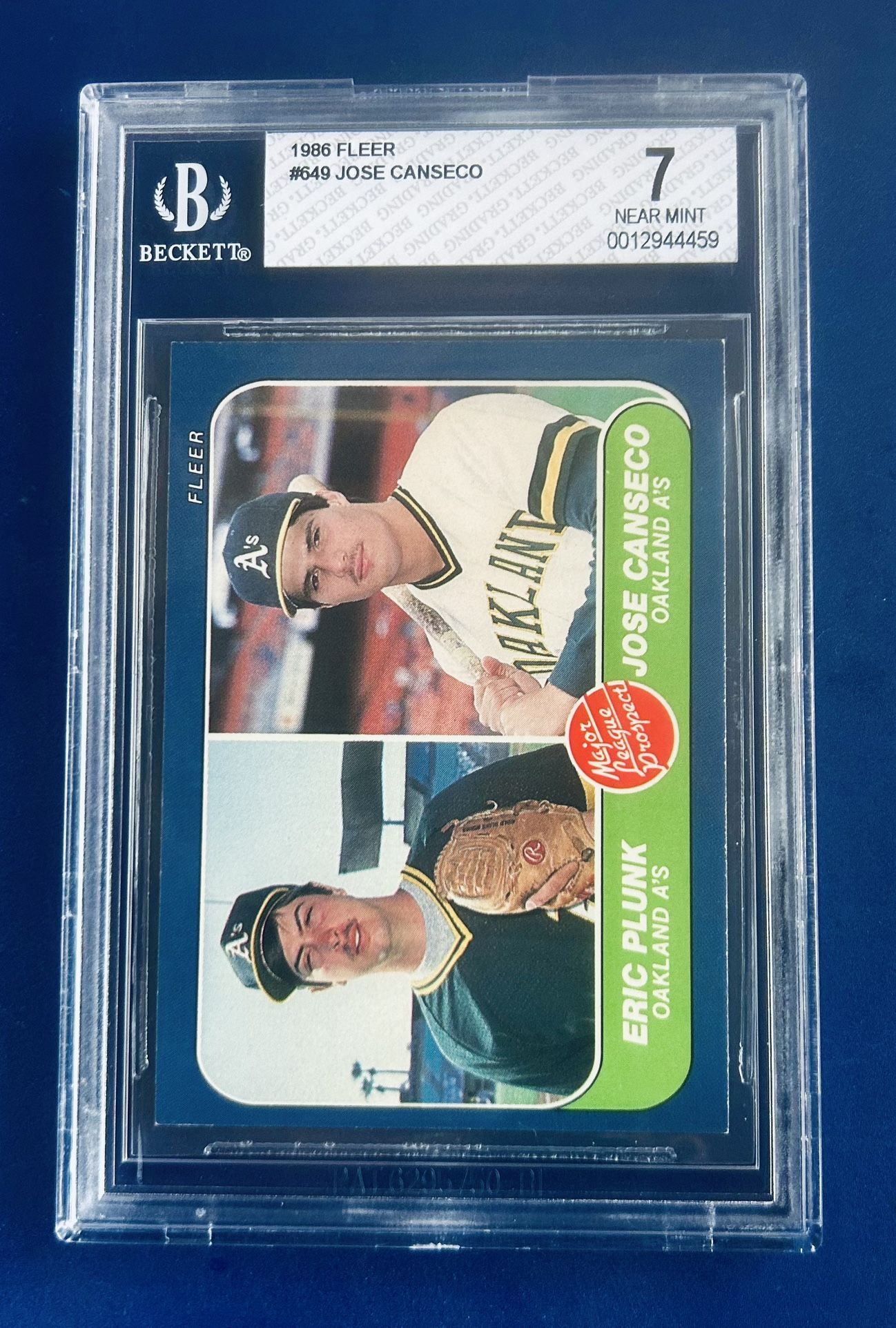 1986 Fleer Jose Canseco Rookie Baseball Card Graded Beckett 7