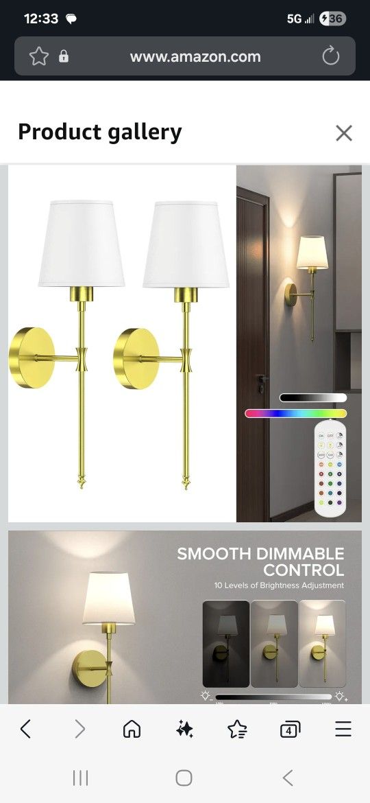 2 Pack Battery Wall Sconces Lights