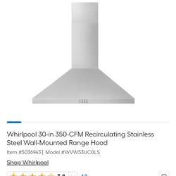 Range Hood Whirpool WVW53UC0LS 30 Inch
