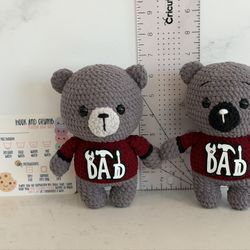 Handmade “Dad” Crochet Teddy Bear With Black OR Gray Nose 