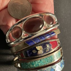 stone cuff bracelets bundle