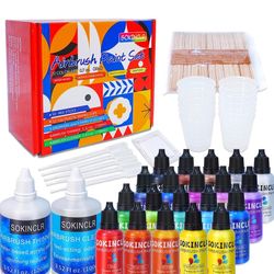 Brand New Airbrush Paint - Perfect for Artists and Beginners - Includes Thinner, Cleaner, Mixing Cups, and Mixing Sticks - Premium Complete Air B