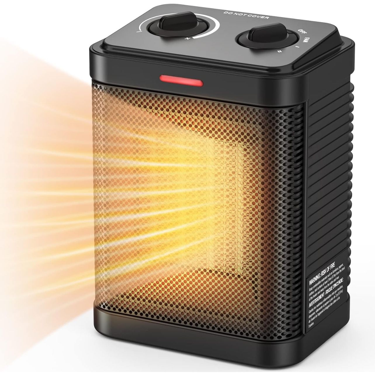 Small Space Heater, Portable 1500W Ceramic Space Heater for Indoor Use, Overheated & Tip-Over Safety Protection, Personal Electric Space Heater with T
