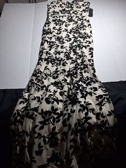 Black & White Floral Mermaid Gown with Tags