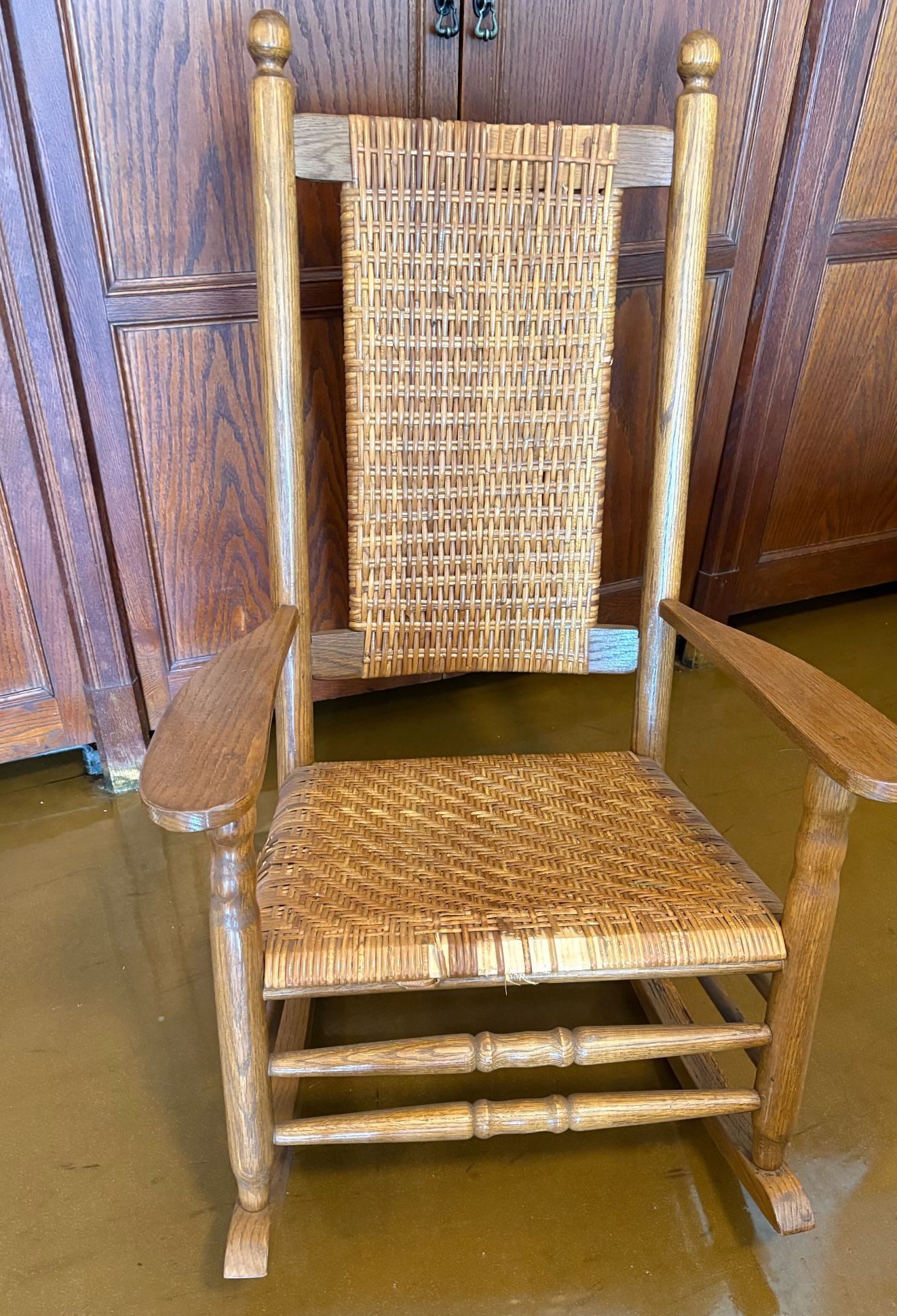 Oak And Wicker Rocking Chair